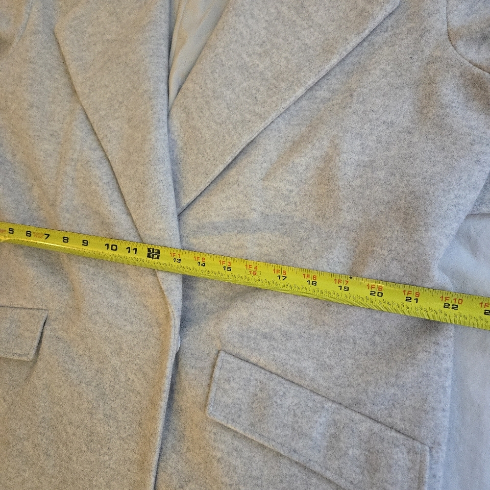 Express Belted Wrap Front Faux Wool Coat Light Gray HAL3 - Picture 11 of 16